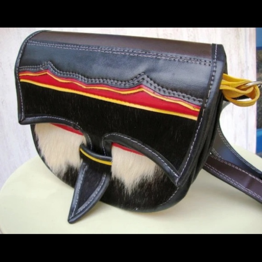 Guarnieleria Jerico Dario Agudelo Leather Hair Hide crossbody messenger bag